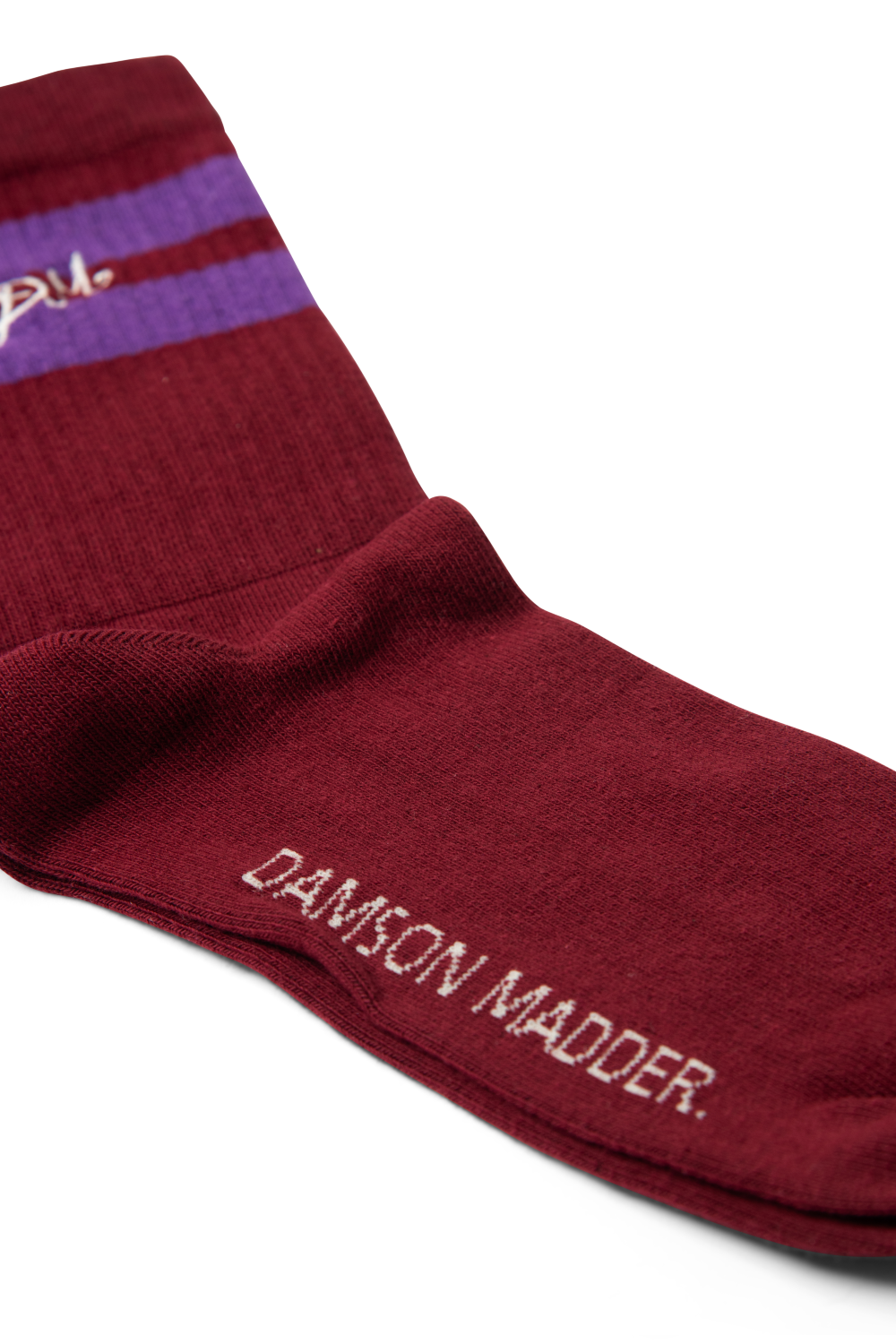 Calf Length Sporty Socks - Plum With Purple Stripe