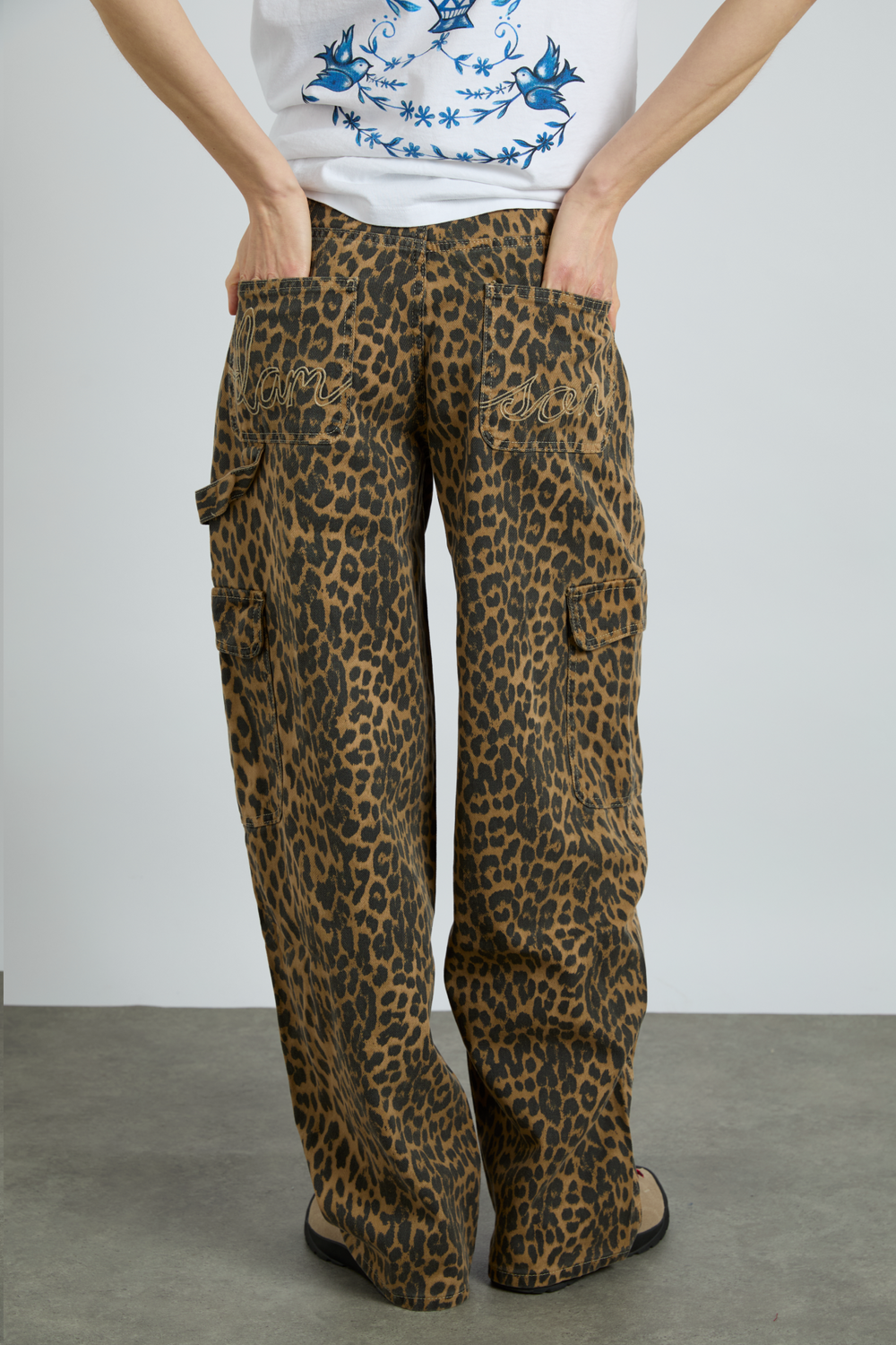 Leopard stripe jeans sales