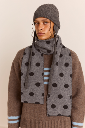 Cashmere Mix Turn Up Tie Beanie - Charcoal