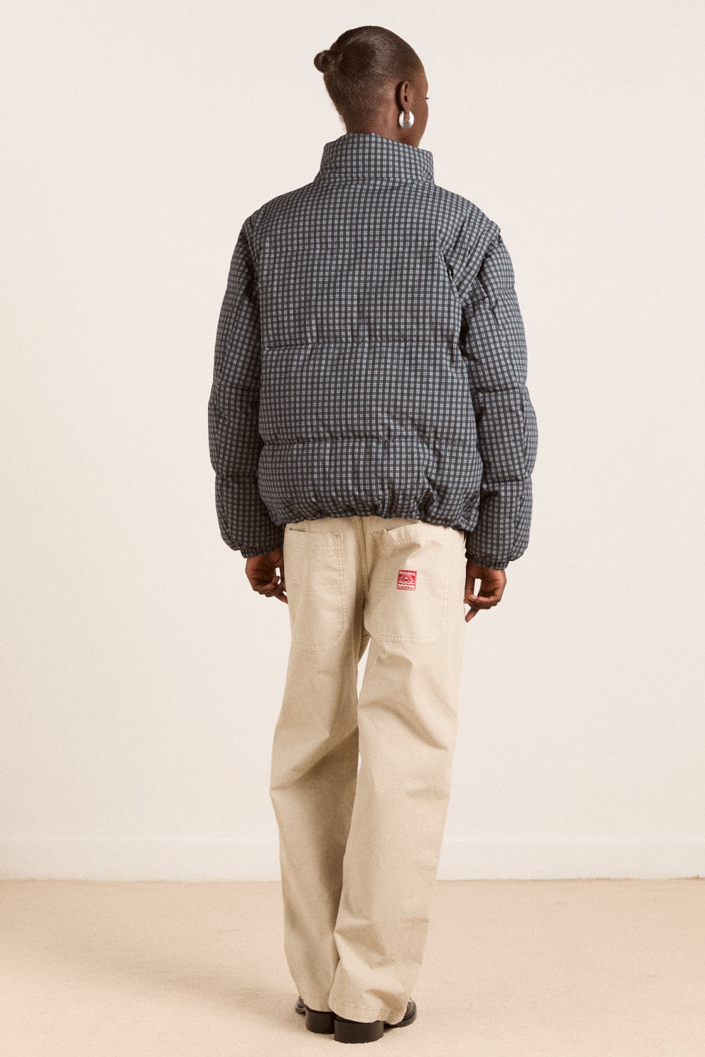 pearl check puffer navy gingham – Damson Madder