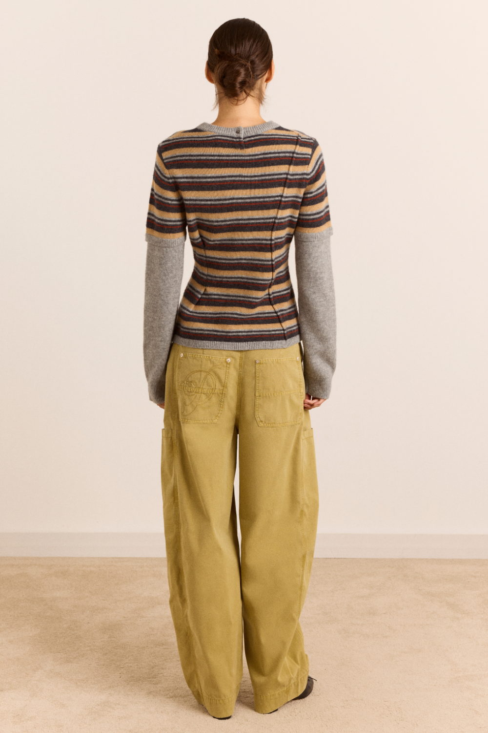 Clara Double Sleeve Merino Wool Jumper - Stripe