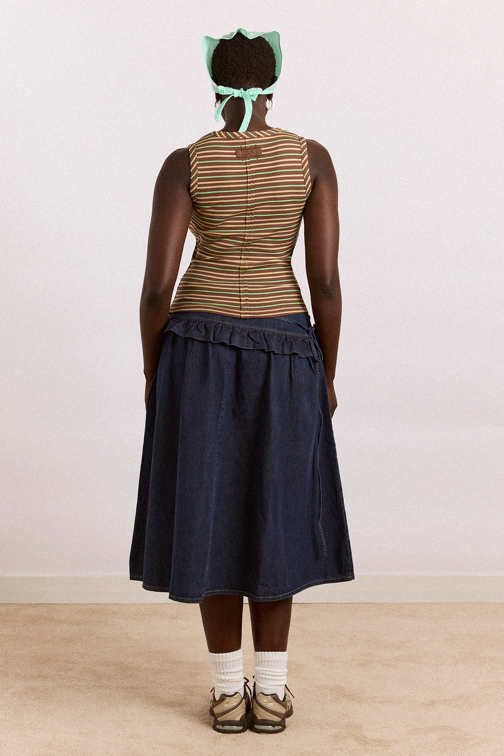 arlea v-neck tank - brown stripe
