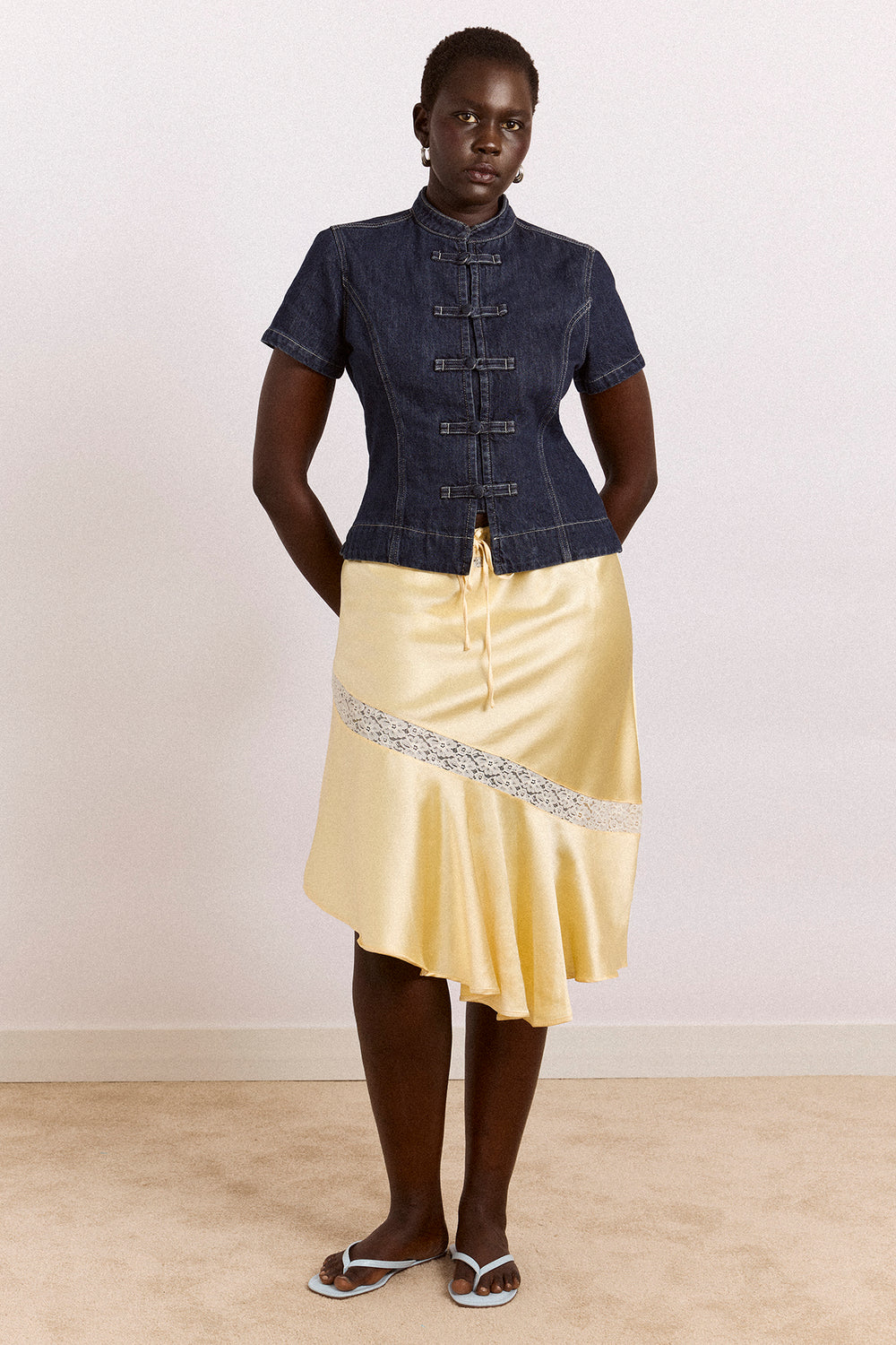 nelly button trim top - indigo