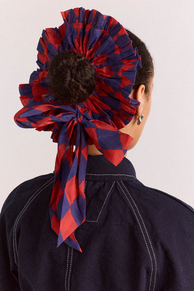 tie detail scrunchie - harlequin