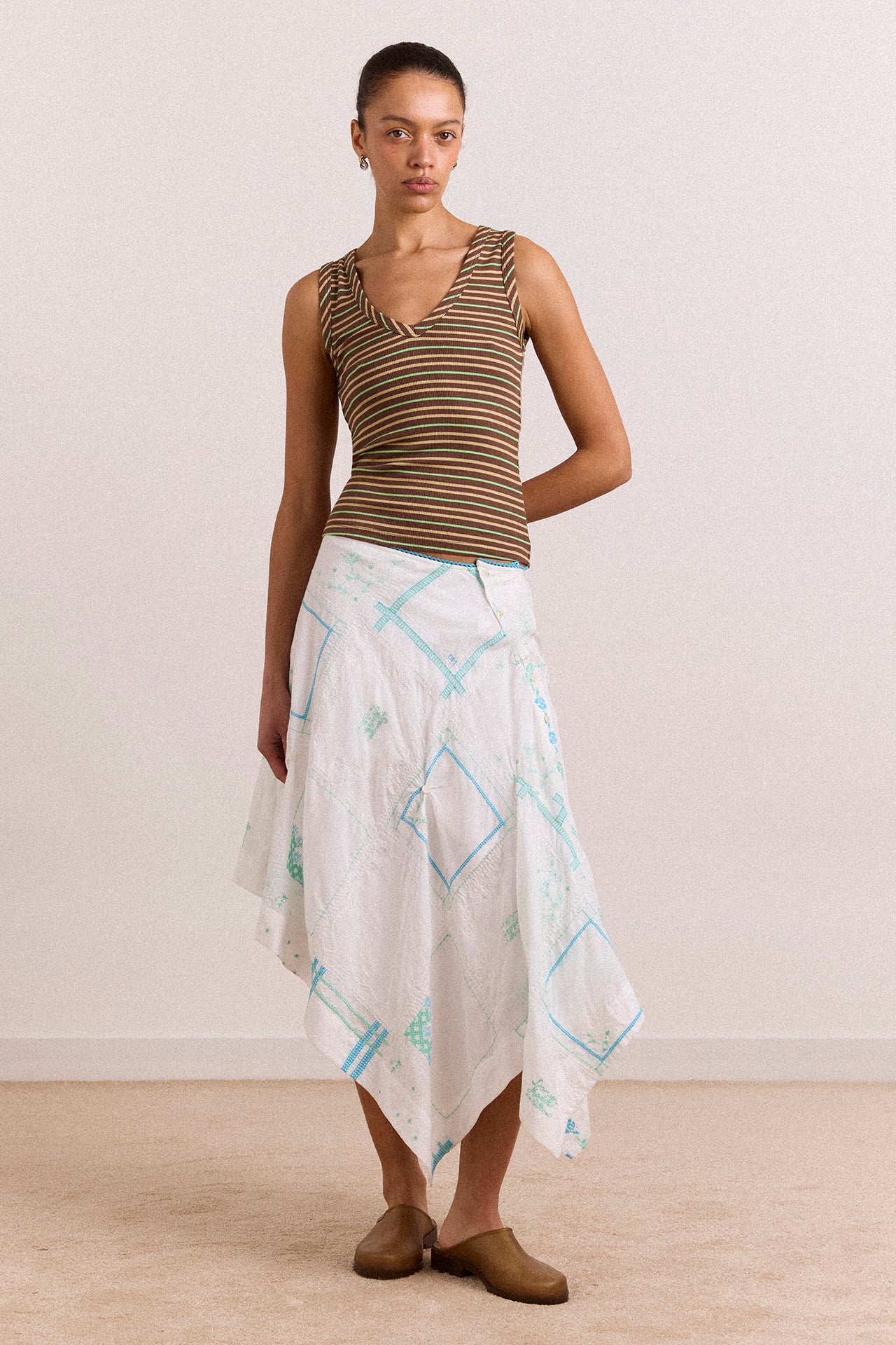 Arlea V-Neck Tank - Brown Stripe – Damson Madder