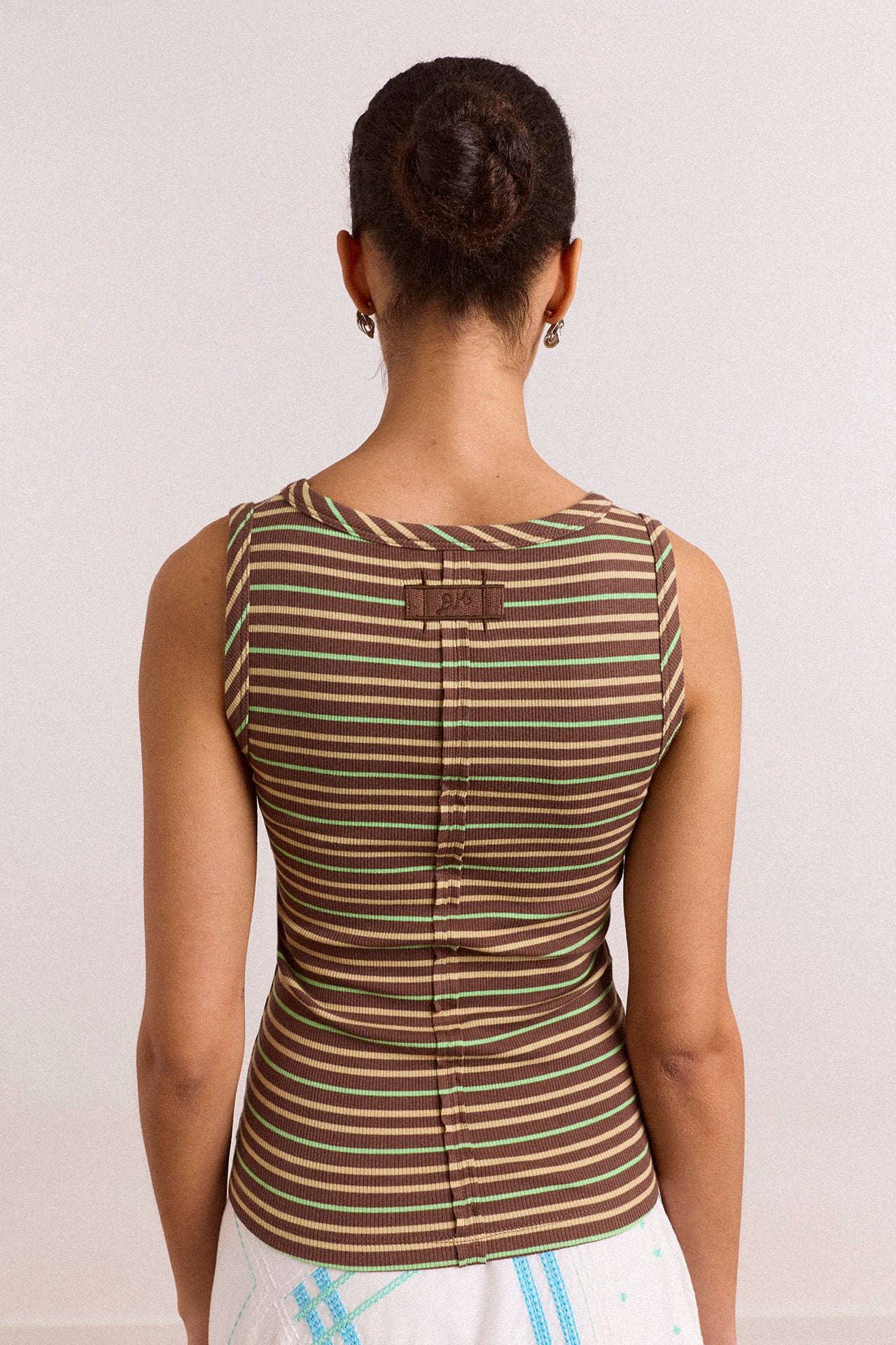 arlea v-neck tank - brown stripe – Damson Madder