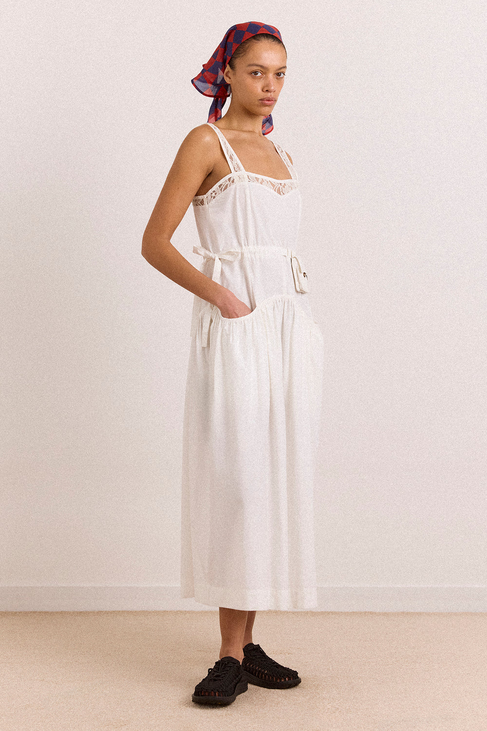 Campbell Midi Dress - White Damson Madder Campbell Midi Dress - White Damson Madder