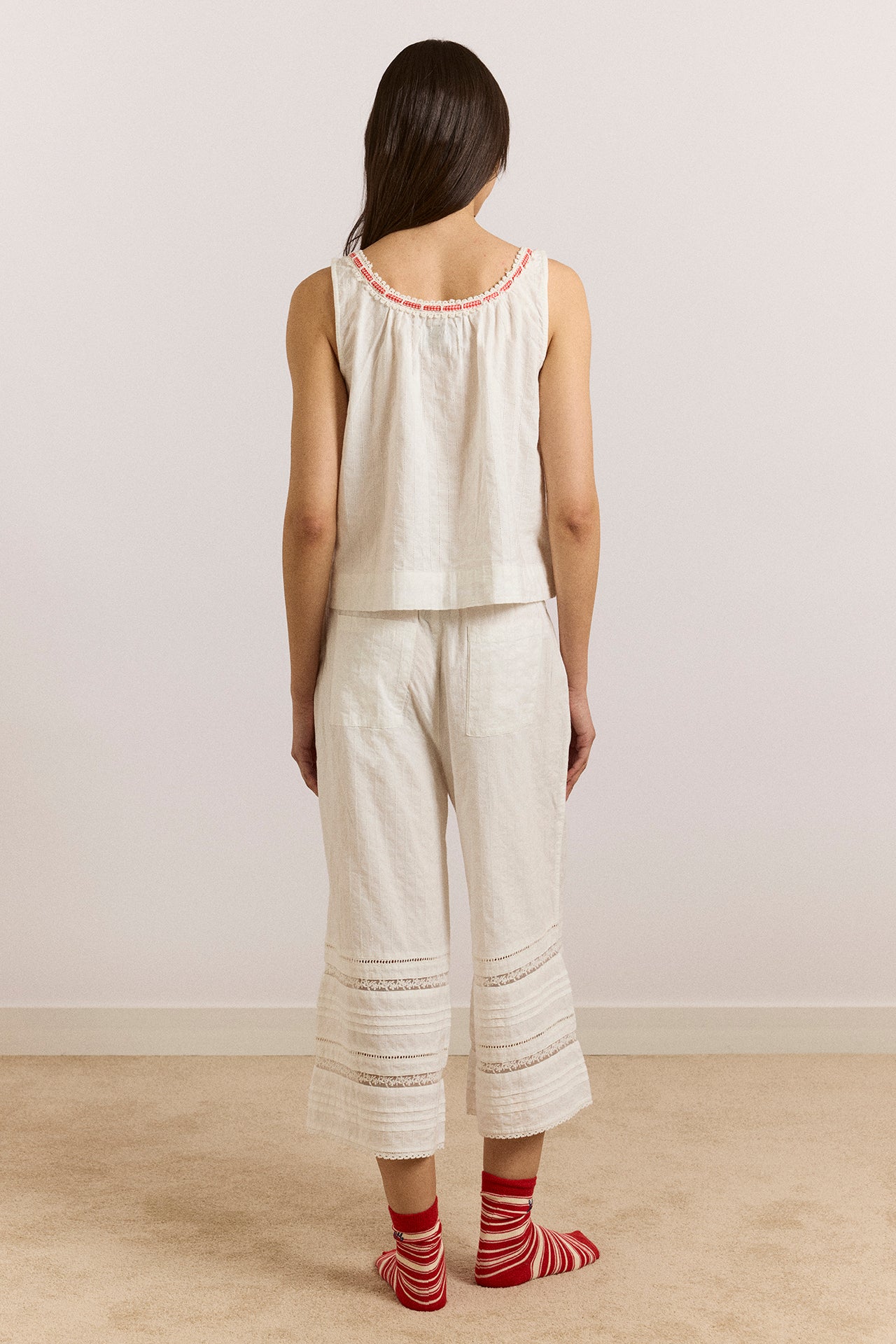 Elodie Cami - White With Red Gingham Tie – Damson Madder