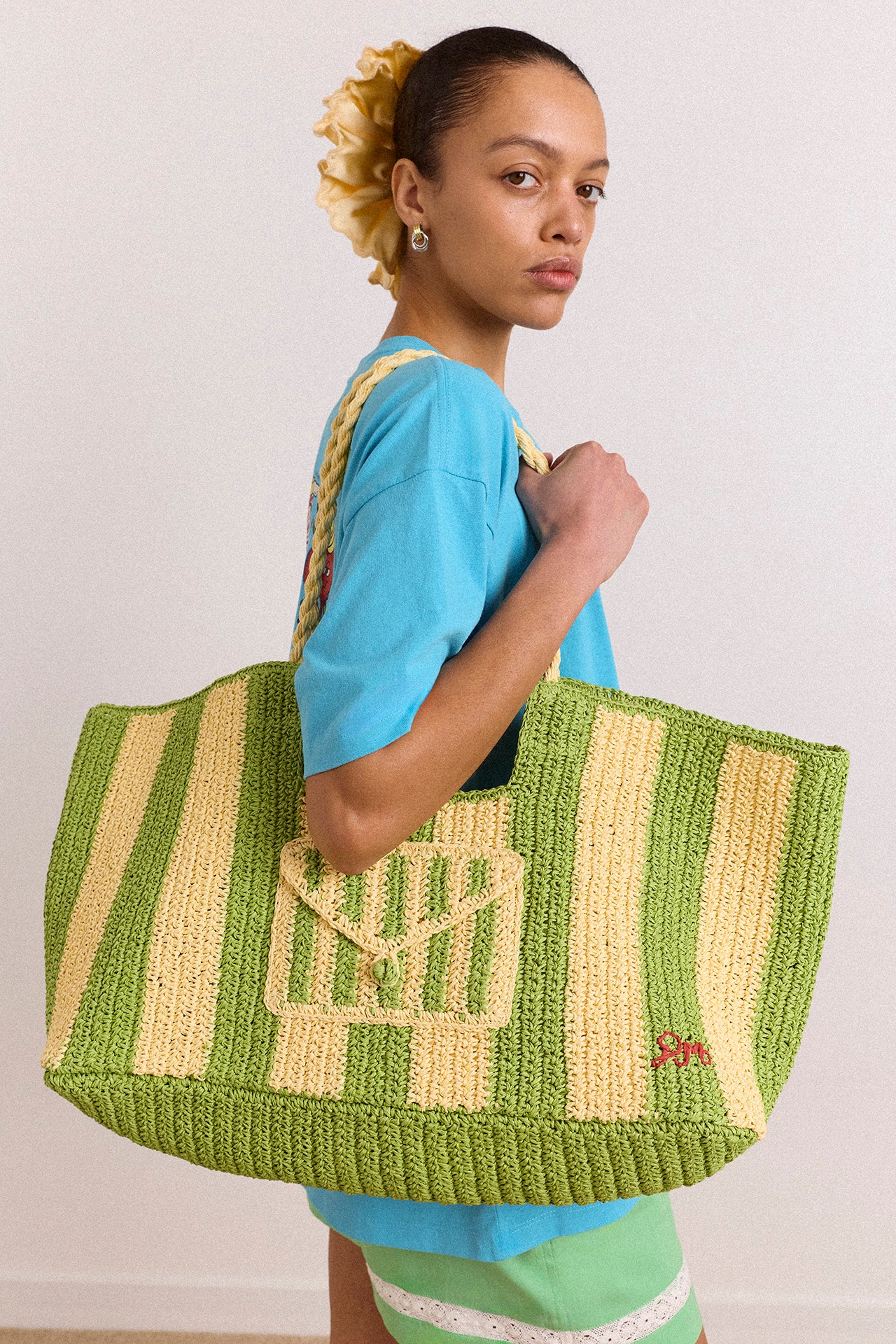20.しめ縄 Orla Oversized Raffia Beach Bag - Apple Stripe – Damson Madder