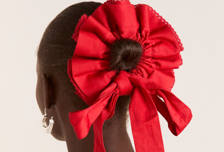 Garter Bun Wrap - Red Cotton Satin – Damson Madder
