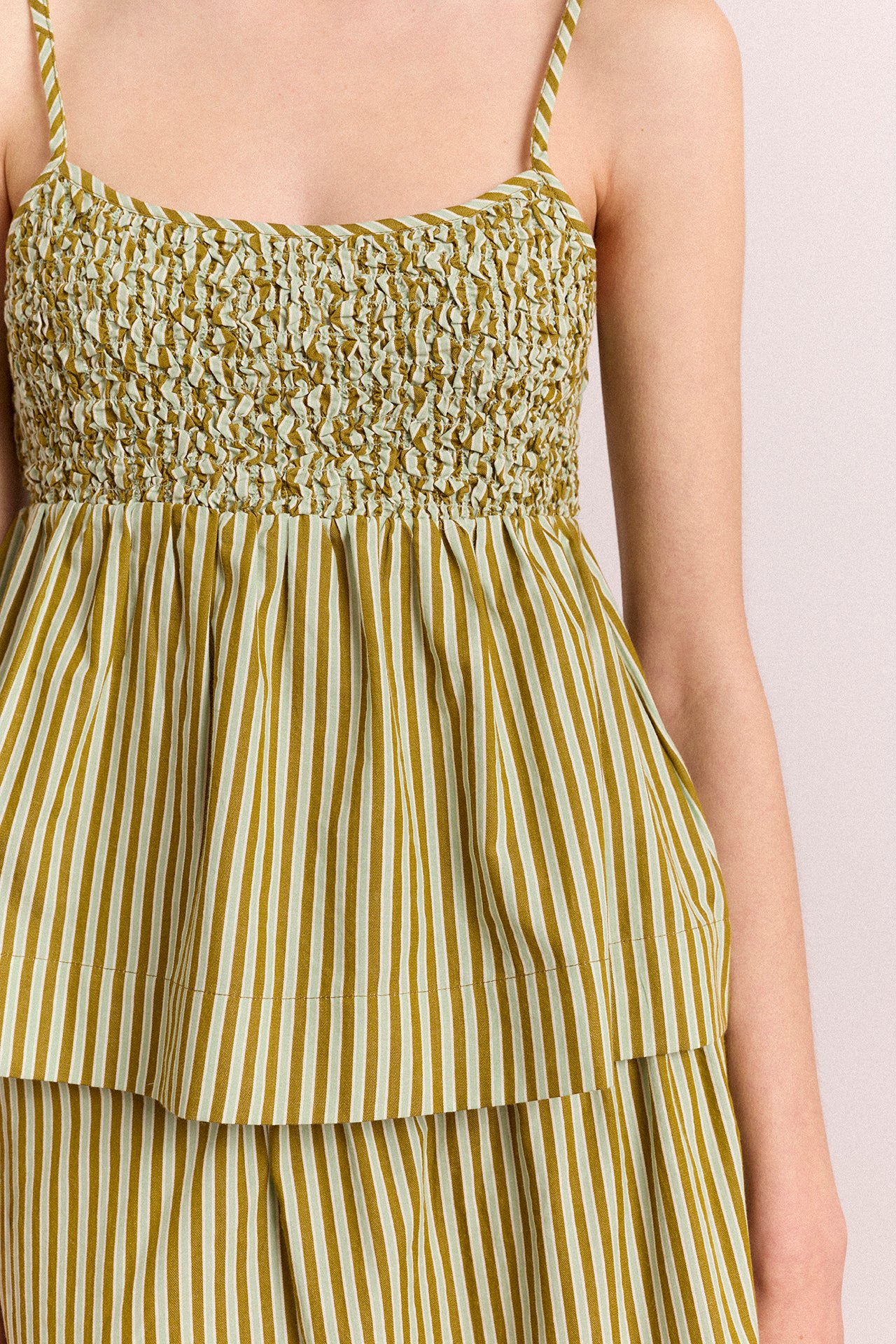 Dinah Cami - Green Stripe – Damson Madder