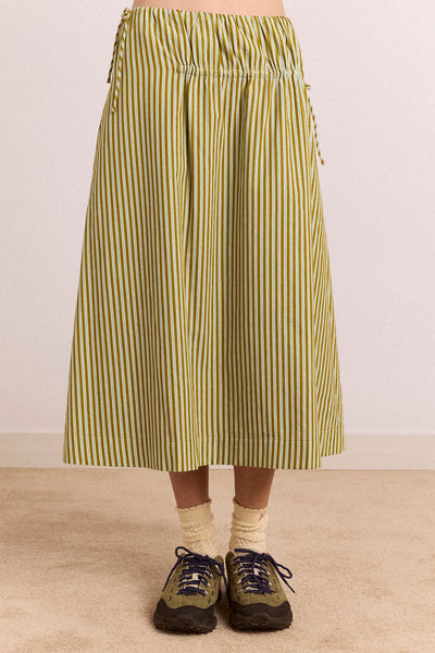 Caspia Midi Skirt - Green Stripe – Damson Madder
