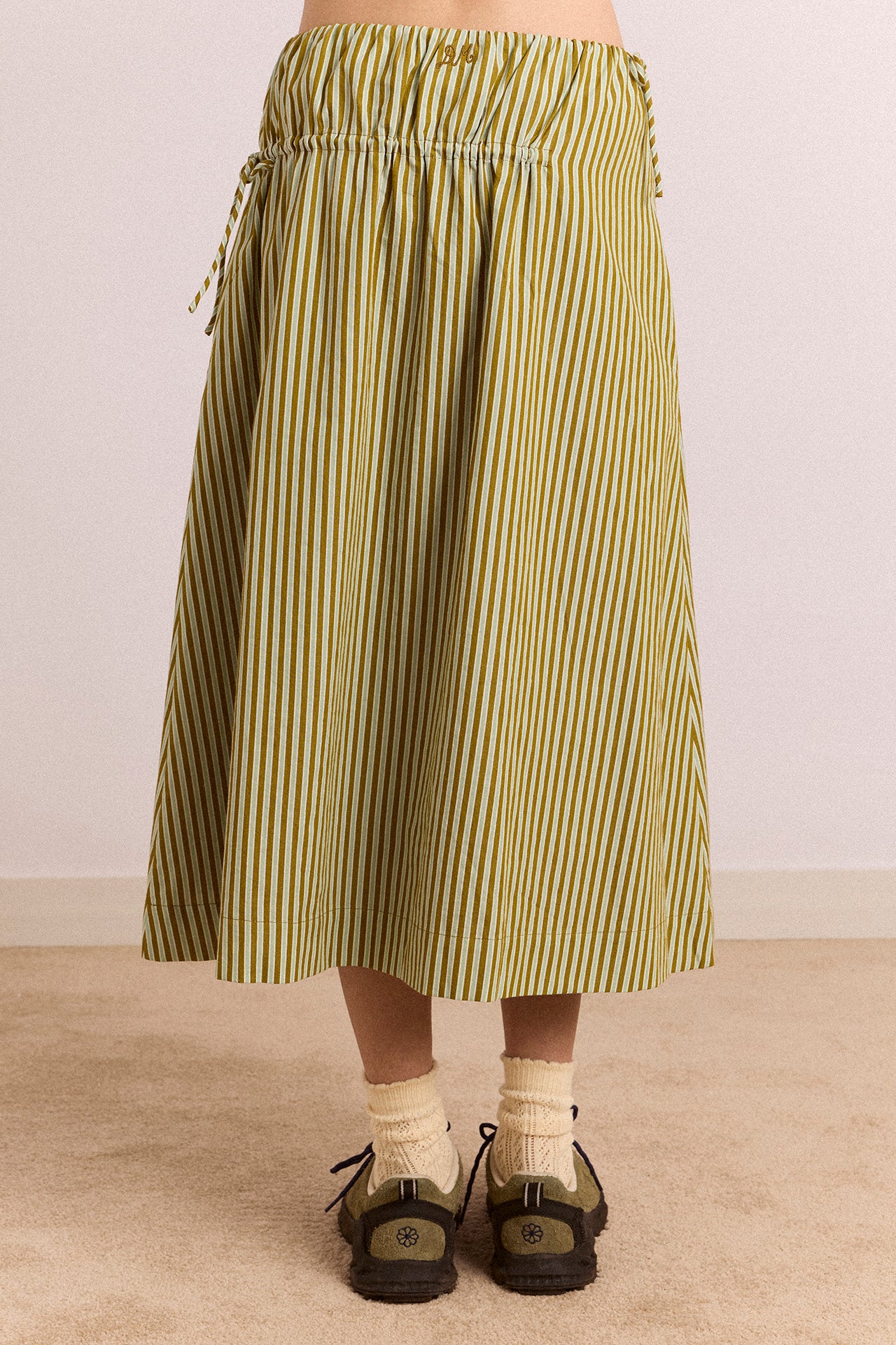 Caspia Midi Skirt - Green Stripe – Damson Madder