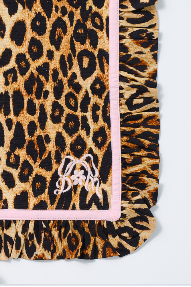 set of 2 ruffle place mats - leopard