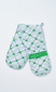 ruffle trim oven gloves - green & blue bow