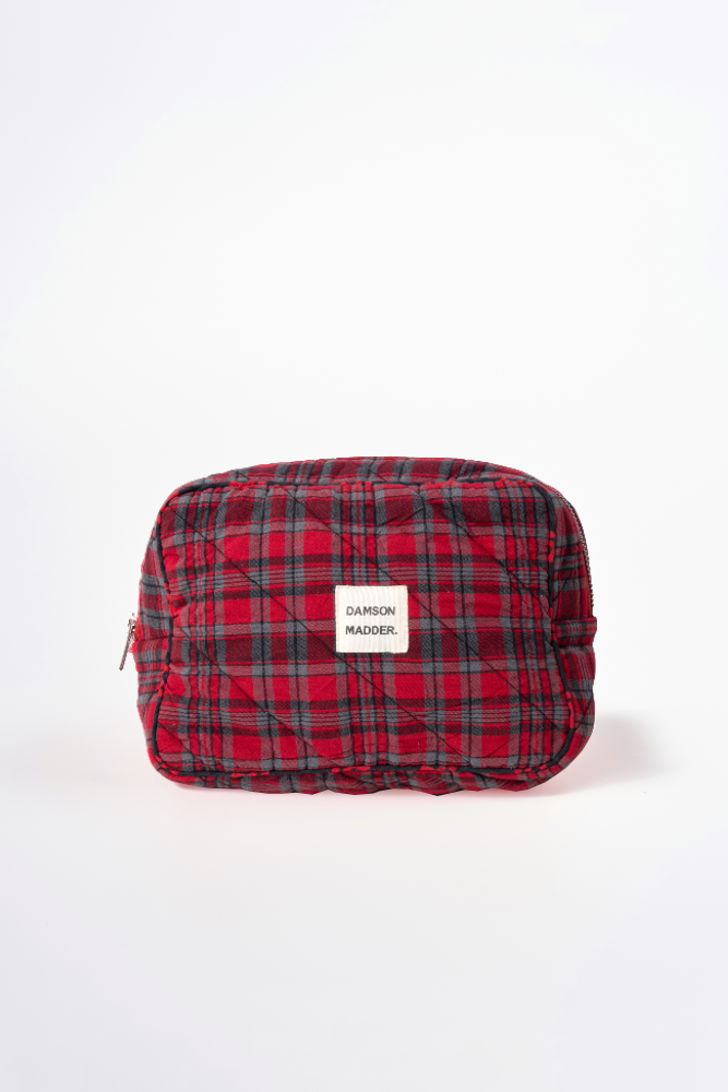 make up bag - red check