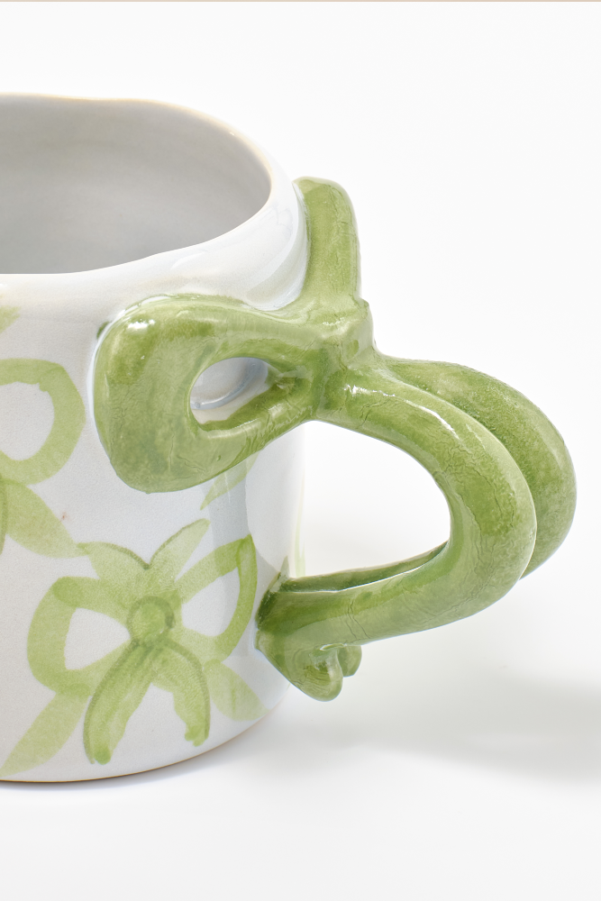 hand painted bow handle mug - bow design