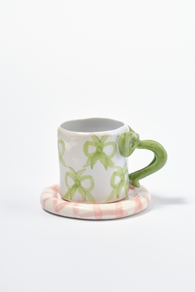 hand painted bow handle mug - bow design