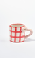 hand painted bow handle mug - red gingham