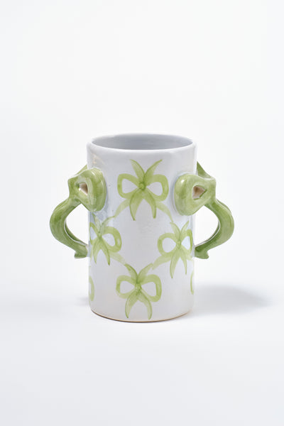 hand painted bow handle vase - bow design