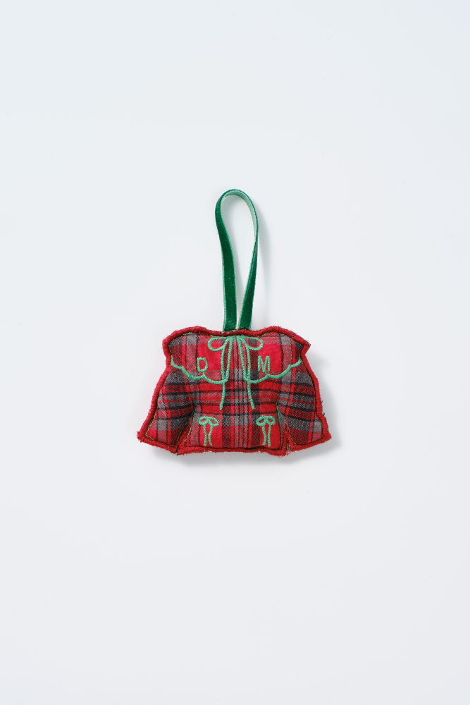 hand made christmas tree decoration - red check blouse