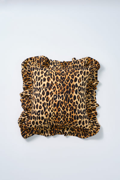 ruffle square cushion - leopard print