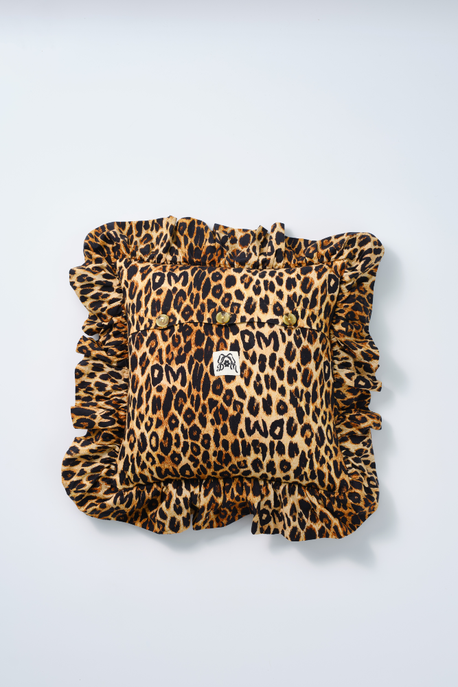 ruffle square cushion - leopard print