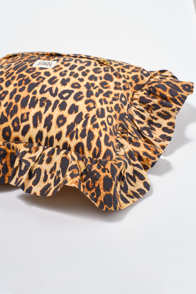 ruffle square cushion - leopard print