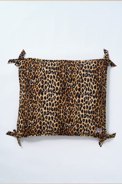 floor cushion pet bed - leopard print with bow detail