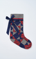 patchwork bow christmas stocking - navy, gingham & red check