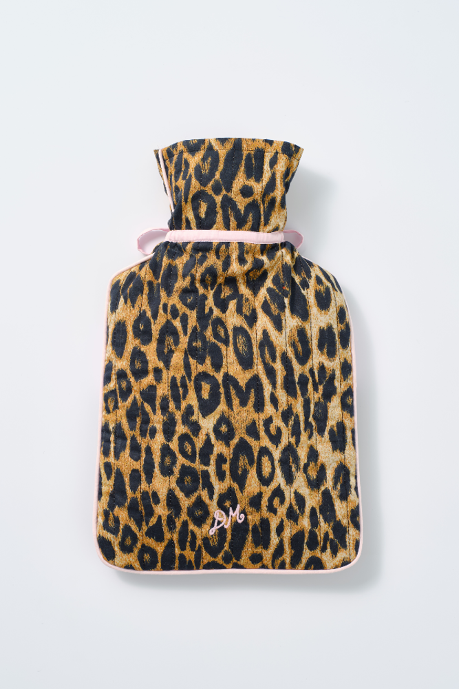 quilted hot water bottle cover - leopard print