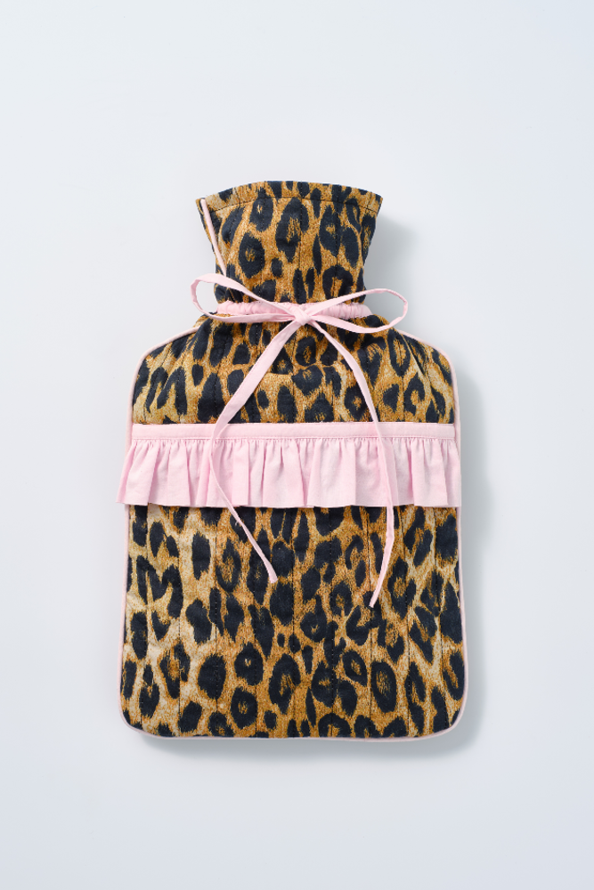 quilted hot water bottle cover - leopard print