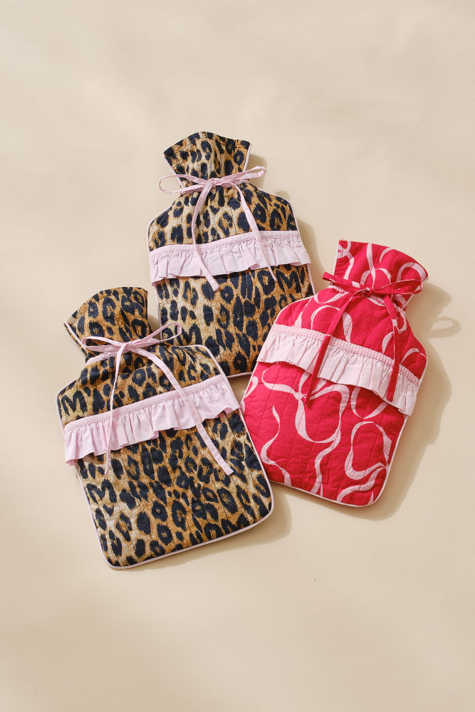 quilted hot water bottle cover - bow print