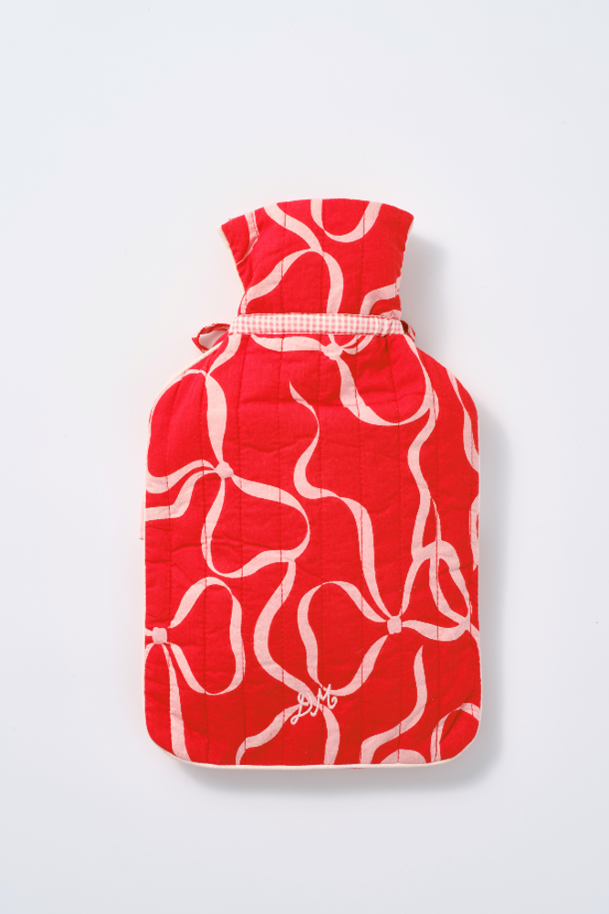 quilted hot water bottle cover - bow print