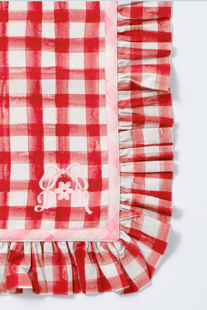 set of 2 ruffle place mats - gingham