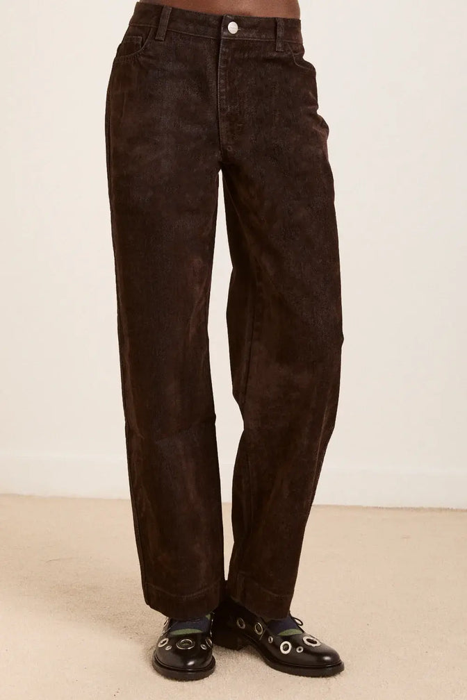 drew flocked denim jeans - chocolate brown
