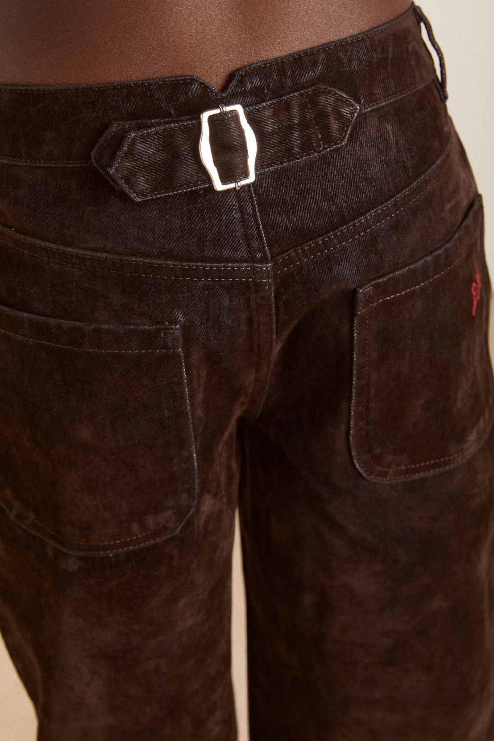 drew flocked denim jeans - chocolate brown