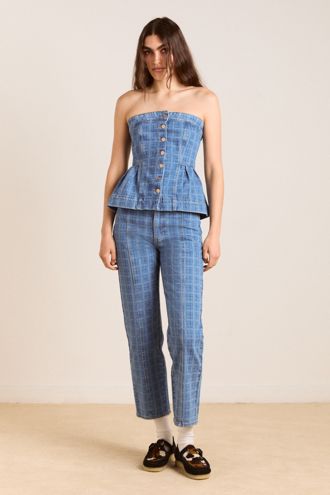 eloise denim top - laser check