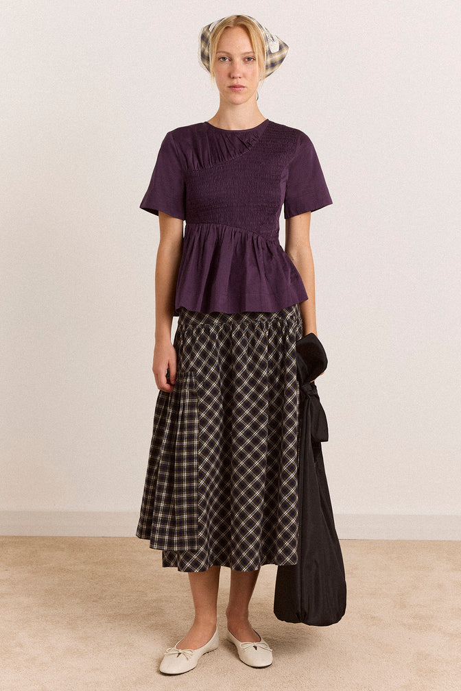 Emmy Shirred Top - Plum