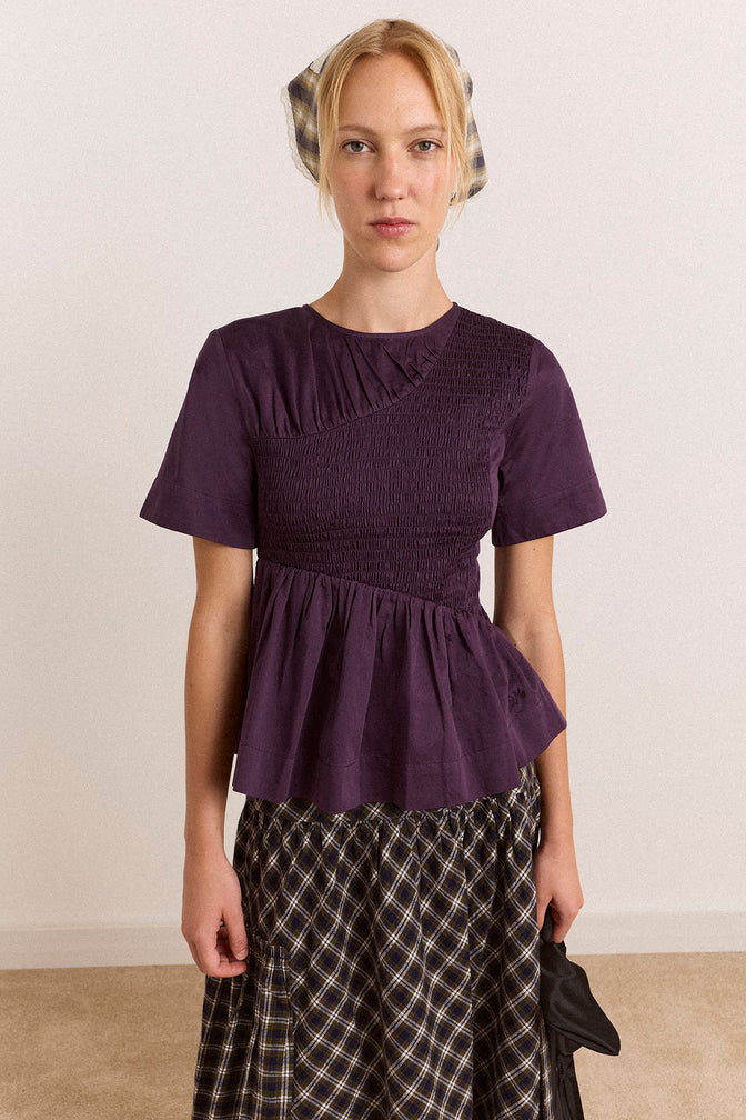 Emmy Shirred Top - Plum