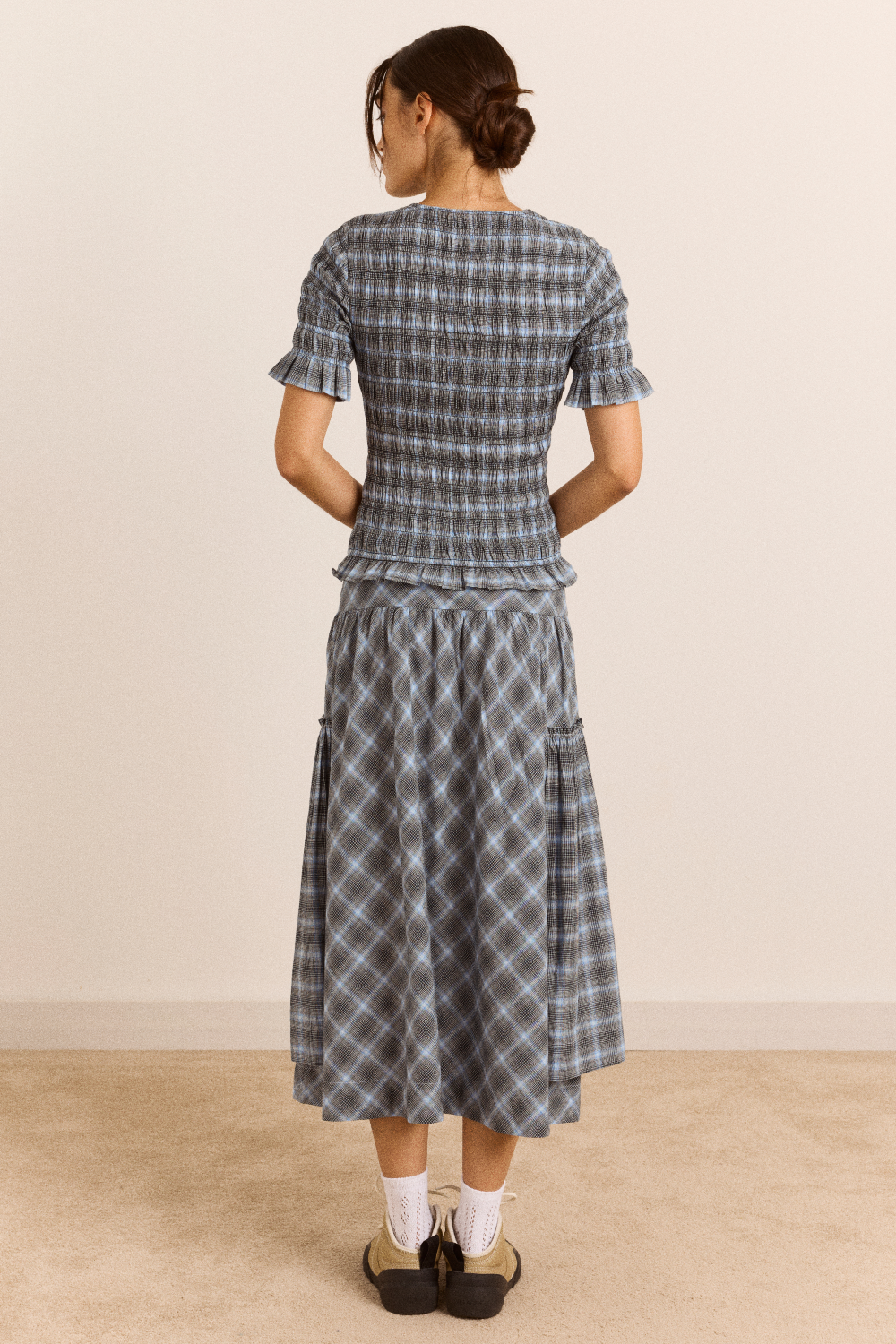 Ebony Blouse - Blue Pepper Check
