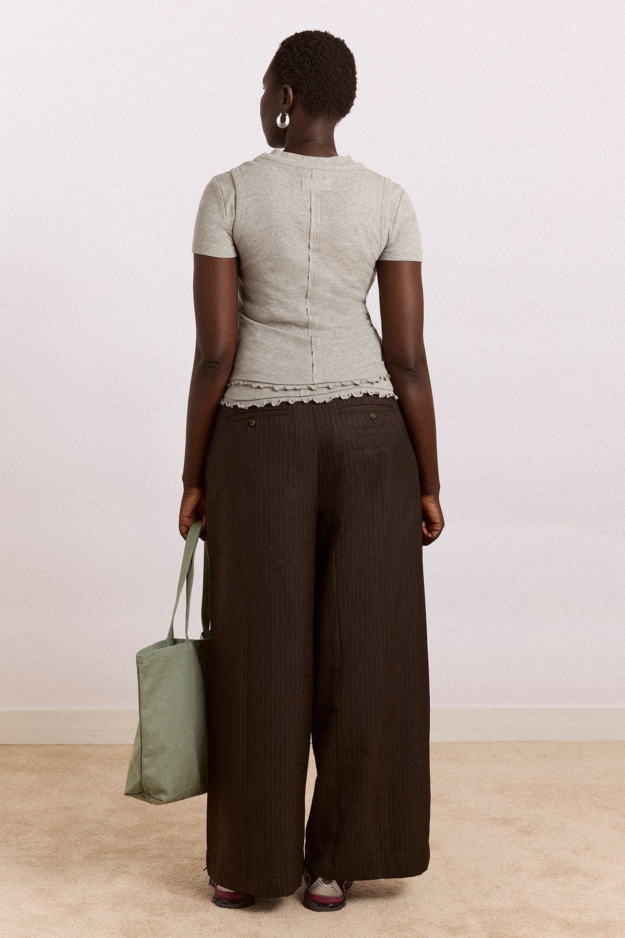 Fabia Trouser - Choc Pinstripe – Damson Madder