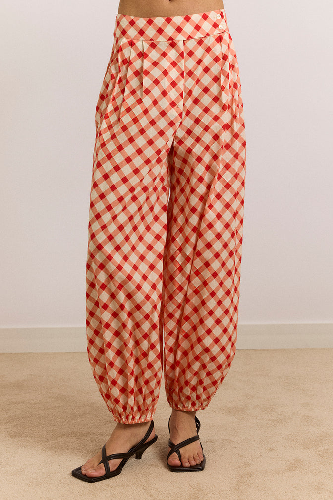 fernanda sheer trousers - red gingham