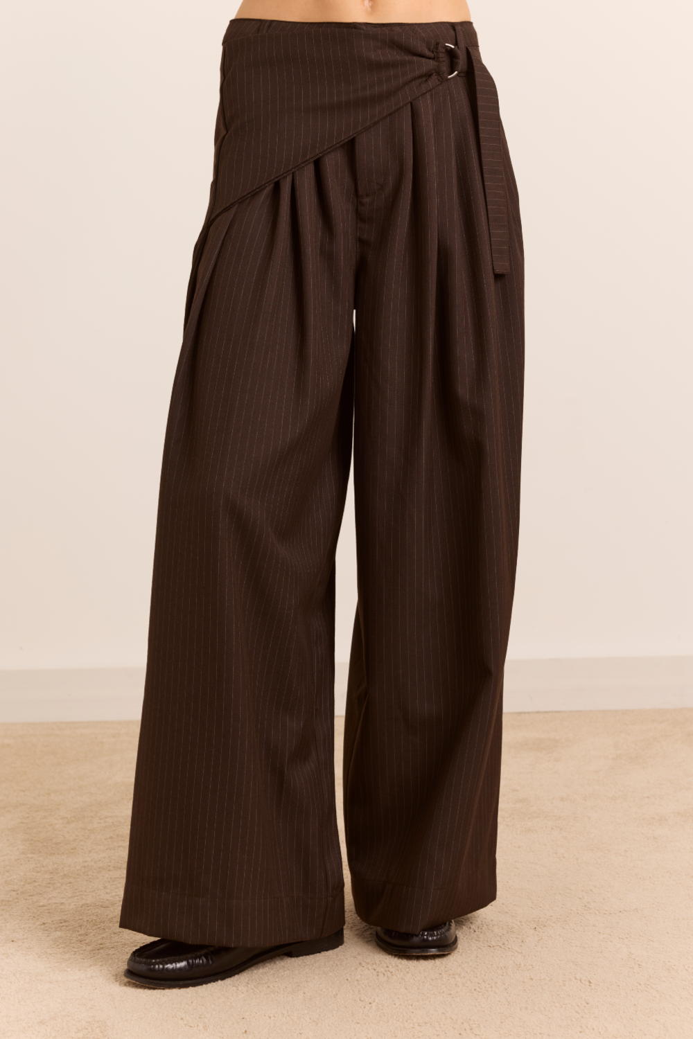 Fabia Trouser - Choc Pinstripe