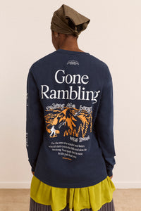 Gone Rambling Long Sleeve Graphic Tee - Blue
