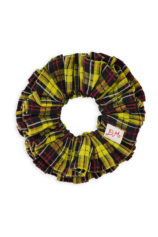 garter scrunchie - yellow tartan