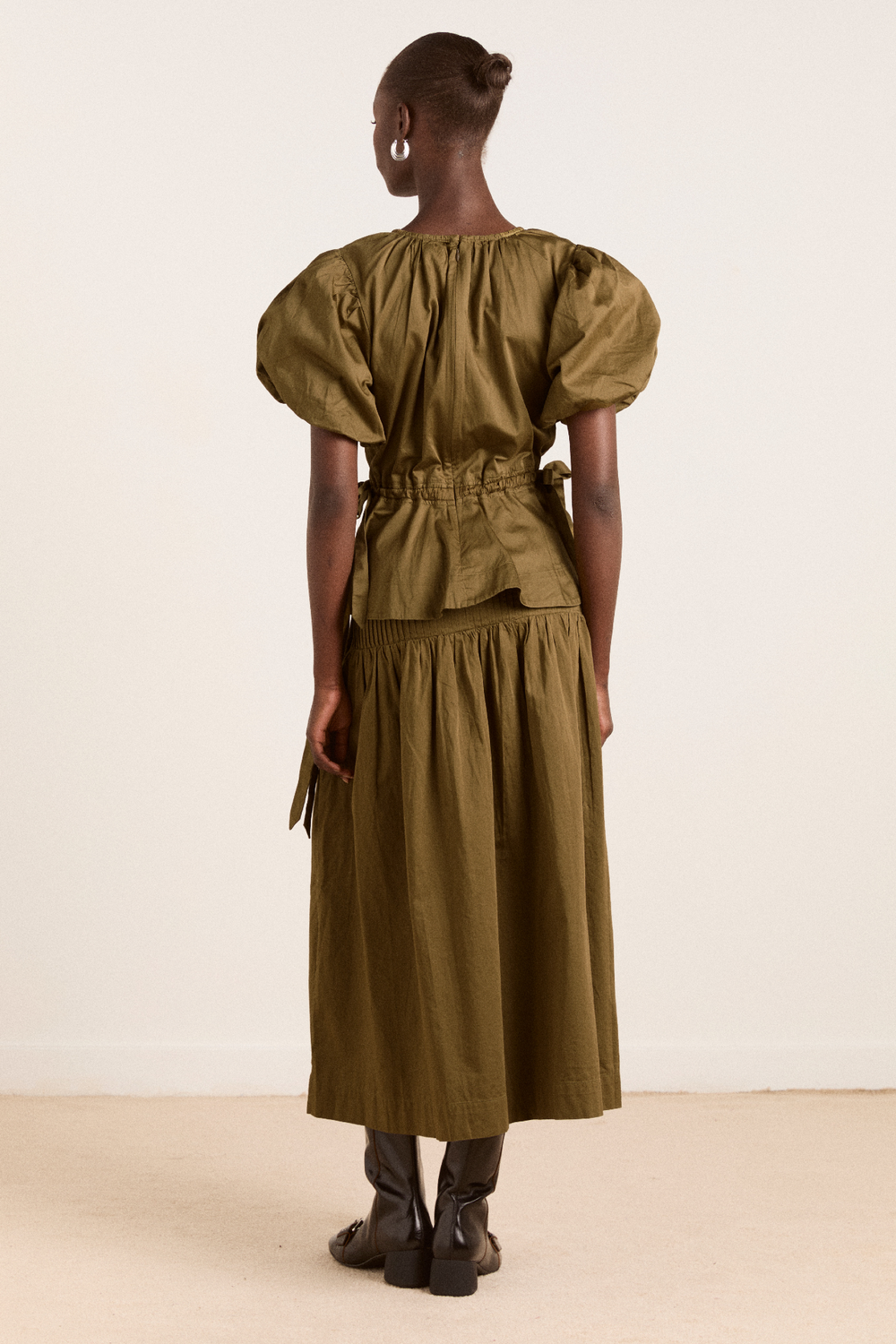 hadley blouse - olive cotton satin