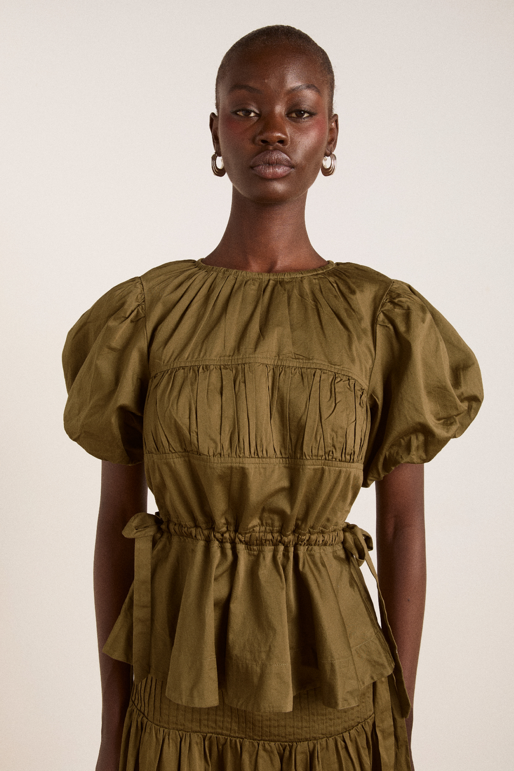 hadley blouse - olive cotton satin – Damson Madder hadley blouse - olive cotton satin – Damson Madder