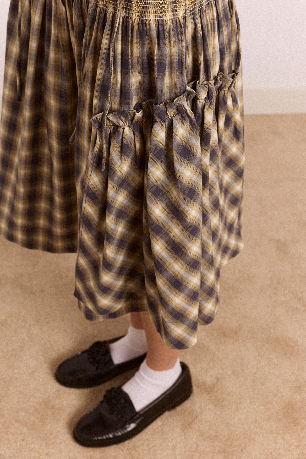 Lilo Mini Dress - Cardamon Check – Damson Madder