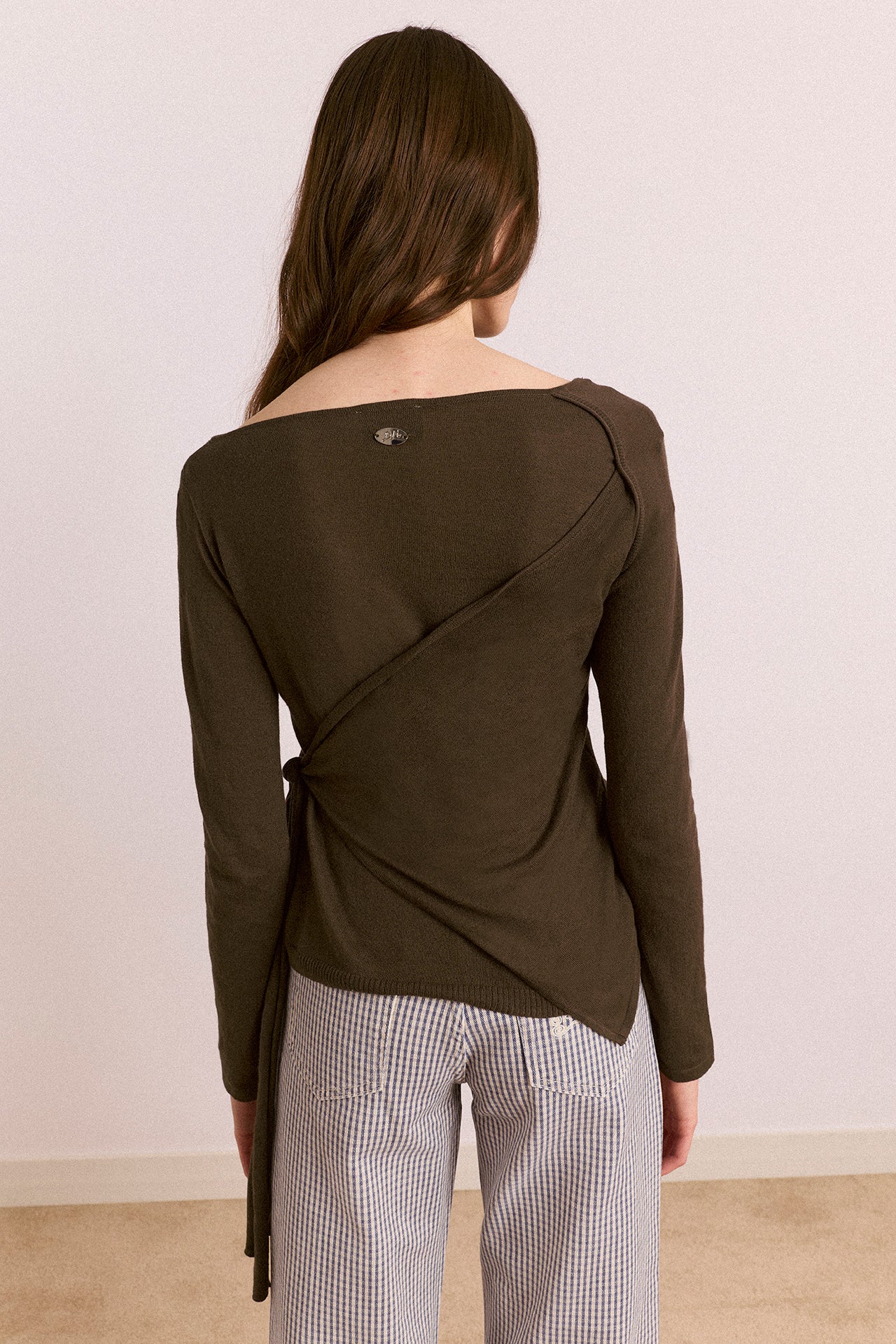 Hannie Wrap Tie Knitted Top - Olive – Damson Madder